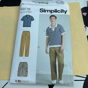Simplicity Pattern S9718 AA for Men’s Knit Top, Cargo Pants, & Shorts
